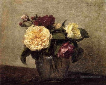  fleurs tableaux - Roses jaunes et rouges peintre de fleurs Henri Fantin Latour